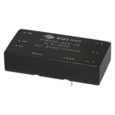 Cui Inc DC to DC Converter, 48V DC to 15/ -15V DC, 10VA, 0 Hz PYBE20-Q48-D15